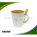 350ml ceramic coffee mug with spoon